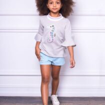 Шорты с эффектом варки и декором для девочкиртикул