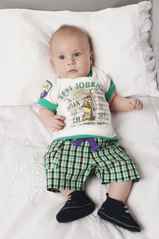 Шорты в клетку на триктажном поясе