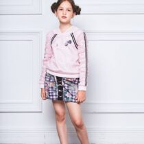 Юбка бархатная со шнуровкой, фирменный принт