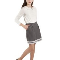 Юбка серая с кружевом