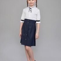 Юбка с завышенной талией комбинированная с бархатом