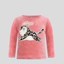 Джемпер-лонгслив велюровый, со стразами, розовый