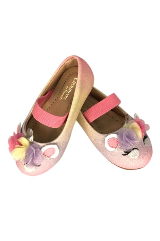 Туфли для девочки с декором, розовый градиент
