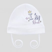 Шапка трикотажная, белая с принтом
