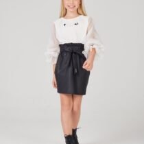 Юбка из экокожи, с завышенной талией