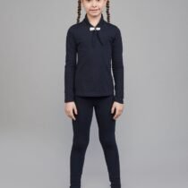 Блузка трикотажная с бантиком, синий