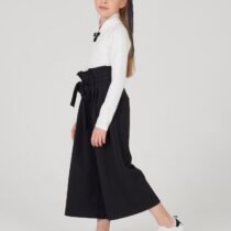 Брюки-кюлоты с завышенной талией, черный