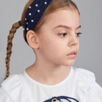 Ободок с бусинами синий