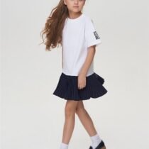 Платье из футера с юбкой плиссе