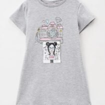 Платье домашнее с принтом и декором