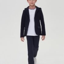 Пиджак из футера с капюшоном-синий