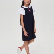 Платье из футера с объемными рукавами