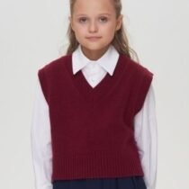 Жилет вязаный бордо