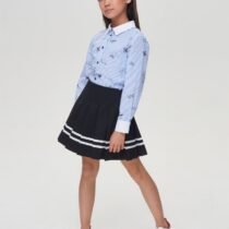 Блузка экрю в голубую полоску