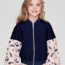 Бомбер из трикотажного денима с пайетками