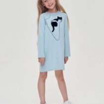 Платье из футера с объемным декором