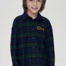 Сорочка с вязаным воротником