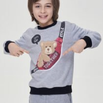 Джемпер-свитшот из футера с меховой аппликацией