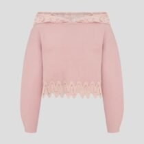 Толстовка из футера с велюровым эффектом и кружевом