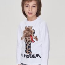 Джемпер-лонгслив с меховой аппликацией