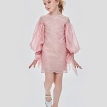 Платье-трапеция нарядное с пышными рукавами