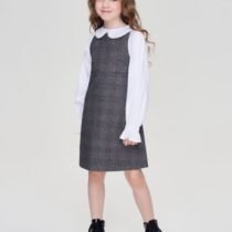 Серый сарафан из костюмной ткани