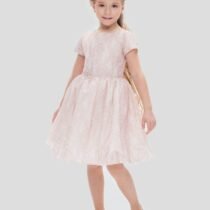 Платье нарядное из кружевного полотна со стразами и декором