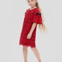 Платье трапеция нарядное из кружевного полотна с декором