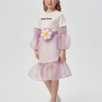 Платье комбинированное с сумочкой на поясе