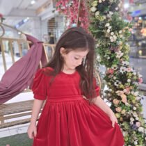 Красное бархатное платье