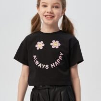 Кроп-топ с тесьмой и принтом