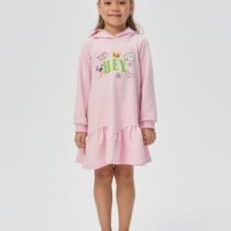 Платье из футера с воланом и принтом