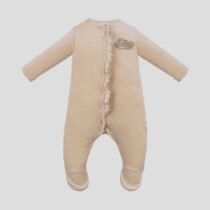 Комбинезон из трикотажного велюра,  сливочный